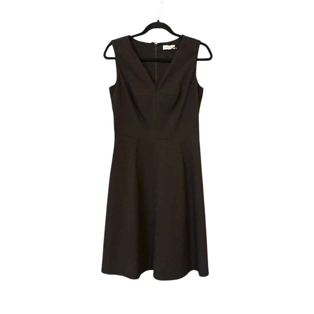 Calvin Klein Classic Black Sleeveless A-Line Career Evening Dress